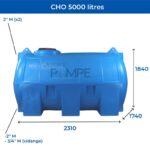 Cuve de récupération d’eau extérieure 5000 L – réservoir horizontal ELBI CHO5000 (PE LLDPE) – Image 2