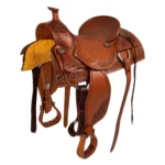 Selle Western McBryan WPRO – Cuir marron, siège profond, arçon en bois recouvert de rawhide, boucles en acier inoxydable