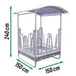 Râtelier carré pour fourrage – mangeoire galvanisée 8 places avec toit et grille palissade – Image 4