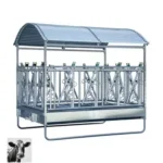 Râtelier bovin avec cornadis – 12 ou 14 places, acier galvanisé, toit réglable