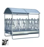 Râtelier bovin avec cornadis – 12 ou 14 places, acier galvanisé, toit réglable