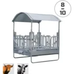 Râtelier cornadis suédois pour bovins – 8 ou 10 places, acier galvanisé, toit réglable