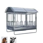 Râtelier à feston pour bovins – mangeoire galvanisée 12 ou 14 places avec toit réglable